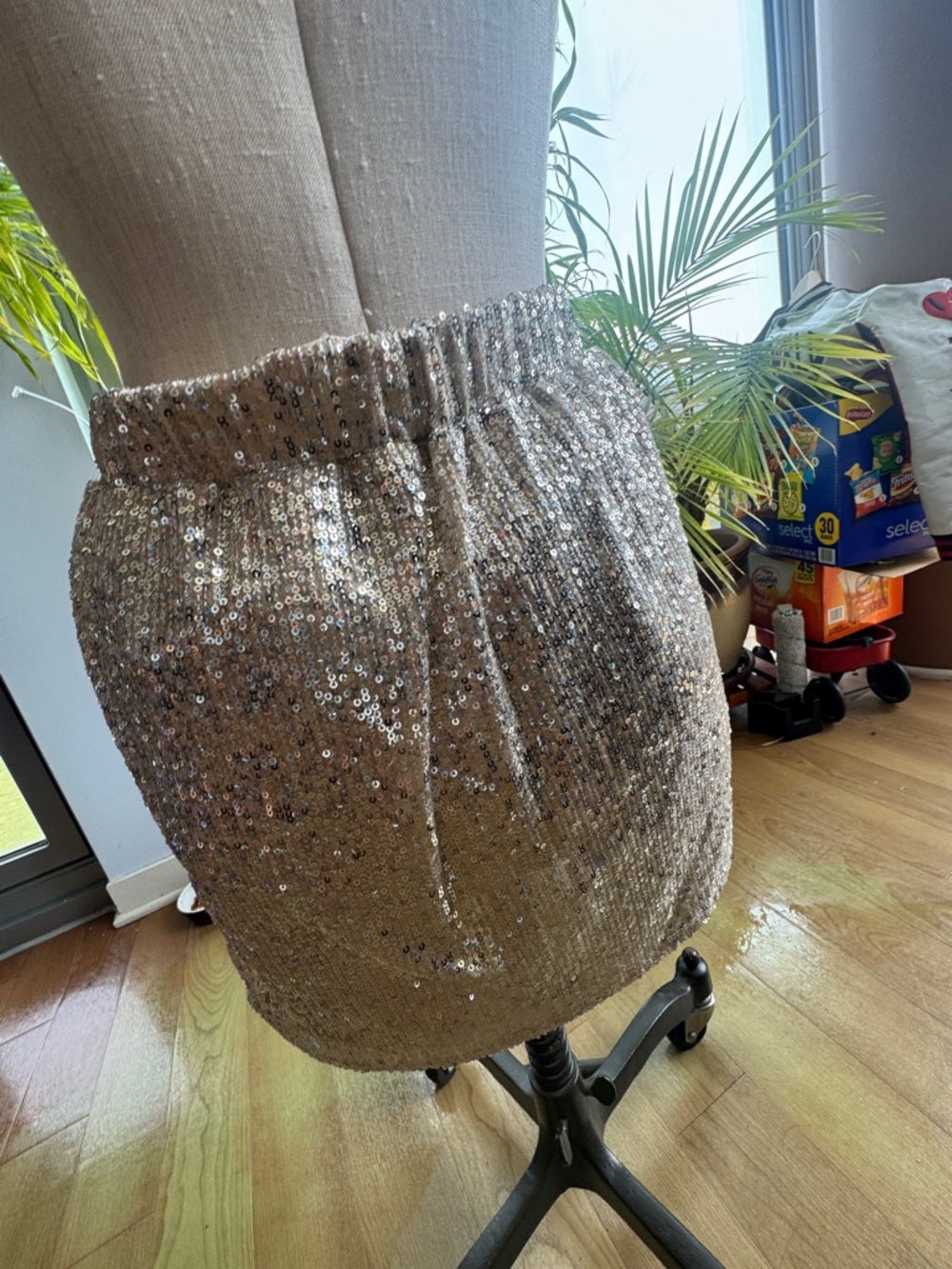 Sequin Mini Skirt in Champagne